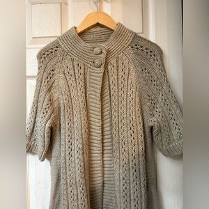 Chico's Taupe Open-Front Knit Cardigan